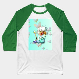 happy chibi elf magician in a turquoise kimono Baseball T-Shirt